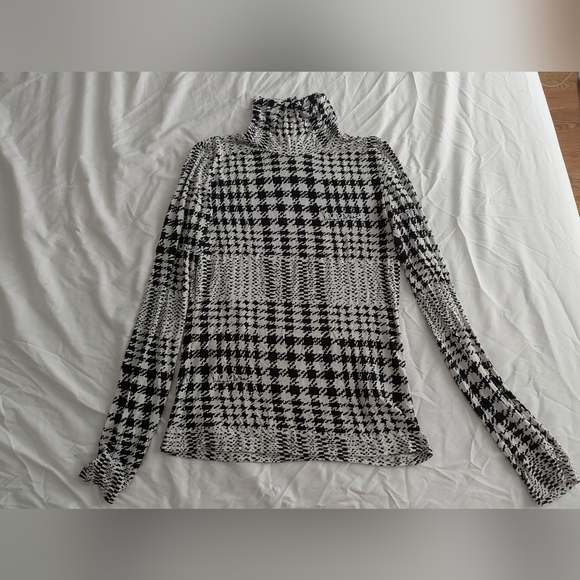 H&MxRichard Allen Houndstooth High Mock Neck - Picture 1 of 3